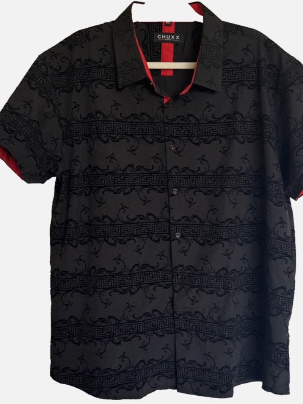 CHUXX Geometric Button-Down Shirt – Black and Red Men’s XL